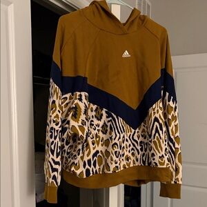 Adidas Mustard and Navy Patterned Hoodie